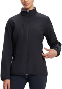 fit space Women's Softshell Jacket, Fleece Lined Warm Lightweight Windbreaker, Insulated Shell for Hiking Outdoors, Black XX-Large