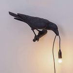 Resin Bird Lamp Table Lamp Playing Raven/Applique, Modern Table Light, Bird Desk Lamp, Table Lamp Mordern Art Deco Wall Lamps Bedside Decor for Living Room Decoration Raven Wall Lamp,Black,Wall Lamp R