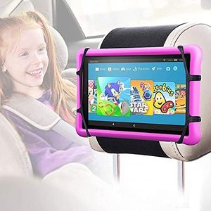 Car Headrest Mount Silicon Holder - Universal Tablet Holder for Car Kids Tablets Car Mount Angle-Adjustable Car Headrest Holder Fits All 7 inch to 11 inch Tablets