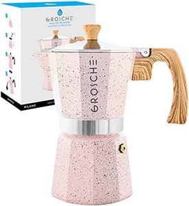 GROSCHE Milano Moka pot, Stovetop Espresso maker, Greca Coffee Maker, Stovetop coffee maker and espresso maker percolator (Pink, 6 cup)