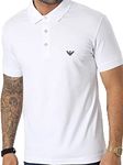 Emporio Armani Swimwear Men's Emporio Armani Embroidery Logo Short Sleeve Polo Shirt, White, XL