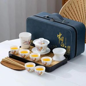 ICHAG Gongfu Tea Set, Chinese Gaiwan Tea Sets for Adults, Japanese Tea Set, 羊脂玉茶具, White Jade,Yangzhi Jade Tea Sets, 12-piece The Chinese Feast (金玉满堂) Asian Tea Set for Home, Outdoor, Business