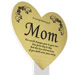 Eternally Yours Mom's Memorial Remembrance Plaque Stake, Heart Design, Gold Plaque