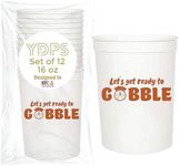 Thanksgiving Cups, "Let's Get Ready To Gobble",12 Pcs Friendsgiving Cups, 16 oz Thanksgiving Plastic Cups, Thanksgiving Cups Plastic, Funny Thanksgiving Cups, Friendsgiving Decorations