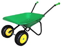 ASC New Child Kids Twin Wheel Wheelbarrow - Green/Black - Toy, Play, Farm, Garden