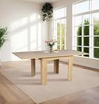 Hallowood Furniture Newquay Oak Effect Flip Top Extending Table, Solid Rectangular Wooden Dining Table, Extendable Dining Table, Folding Table, Kitchen Table for Home & Restaurant