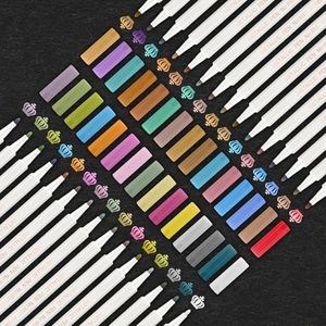 Metallic Markers,30 Colors Fine Tip Scrapbook Pens for Art Craft School Card Making Scrapbooking Supplies, Black Paper, Photo Album, Rock Painting, Easter Eggs, Halloween Pumpkin, Christmas Stockings
