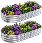 2Pcs Raised Garden Bed 6x3x1 FT Galvanized Raised Garden Boxes Outdoor Galvanized Planter Box Garden Planter with Metal Plant Climbing Stand for Vegetables Flowers Herb (6×3×1 FT/180 * 90 * 29 CM)