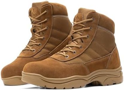 NORTIV 8 Men's Waterproof Tactical Work Boots Leather Outdoor Hiking Military 6 Inches Motorcycle Combat Boots,Size 9.5,Coyote,CONTRACTOR-NEW