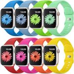 8 Pack Sport Bands Compatible with Apple Watch Band 38mm 40mm 41mm 42mm 44mm 45mm 49mm for Women Men, Soft Silicone Strap Replacement Wristbands for Apple Watch SE iWatch Series 9 8 7 6 5 4 3 2 1