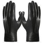 Harssidanzar Mens Luxury Goatskin Leather Gloves Fleece Lined, Black, S