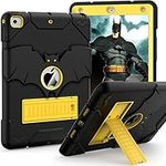 YIMIKOL for iPad 6th/ 5th Generation Cases 2018/2017, iPad Air 2 Case 2014, iPad 9.7 '' Case, Heavy Duty Shockproof Rugged Protective iPad 5 6 Gen Cover with Kickstand for Kids Boys Girls, Black+Gold