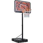 Yaheetech Portable Basketball Hoop Stand Height Adjustable 7.6-10ft Basketball Goal System with 44 Inch Backboard Indoor/Outdoor