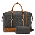 S-ZONE Weekender Bag for Women Men Canvas Travel Duffle Overnight Carry On Tote Bag with Toiletry Bag