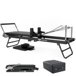 Braingain Wellness Reformer Pilates Machine with Box | Professional Reformer pilates Board at Home | Foldable, Portable, Adjustable | Ergonomically Engineered in the UK (Cloud Grey / Midnight Black)