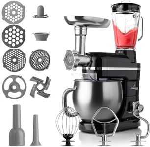 Lehmann Machine de cuisine universelle 3 en 1 | Avec système de battement planétaire | Multifonctionnelle avec hachoir à viande | Presse-agrumes de 1,5 L | Bol en acier inoxydable de 5 L (Noir)