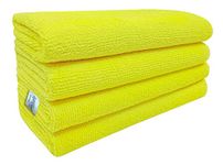 SOFTSPUN Microfiber Cloth 40x60 Cms, 4 Piece Towel Set, 340 GSM (Yellow) Multi-Purpose Super Soft Absorbent Cleaning Towels for Home, Kitchen, Car, Cleans & Polishes Everything in Your Home.