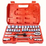 Harboan 32-Piece 1/2" Drive Ratchet & Socket Tool Set - Chrome Vanadium Steel, Mechanical Operation For Auto Repair And Maintenance