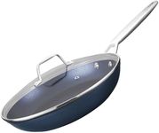 MsMk 8 inch Non stick frying pan with lid, Egg Omelet Skillet, Titanium and Blue Diamond Non-Toxic Coating From USA, Dishwasher and Oven Safe, Compatible with All Cooktops, Induction Ready