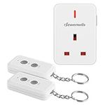 DEWENWILS Remote Control Plug Socket with keyring, 13A/3120W Heavy Duty Wireless Light Switch, 30m/100ft Long Range, Programmable and Expand, CE and RoHS Listed, 1 Sockets and 2 Remote