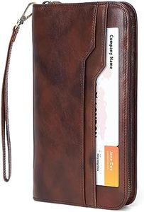 Polare Full Grain Leather Family Travel Passport Wallet and Documents Organizer RFID Blocking Case Holder Fits 6 Passports for Men and Women(Coffee)