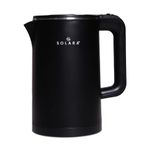 SOLARA Premium Electric Kettle Xtra Large, 1500 Watt, 1.8L Double Wall 100% Stainless Steel, BPA-Free, Cool Touch Tea Kettle with Overheating Protection, Cordless with Auto Shut-Off, Black