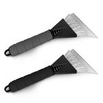 Ferris | Pack of 2 - Ice Scraper for Car, Van & Truck Windscreen and Windows with Soft Grip Handle | Indestructible and will Scrape Snow, Frost & Ice | Car Essentials for Winter - (Black & Grey)