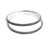 Shyle 925 Sterling Silver Bangle/Bracelet, Anvaya Daana Detailed Bangle,Well Stamped with 925,Traditional Silver Hand Jewellery, Handcrafted Silver Oxidized Bangle/Bracelet, Womens Accessory (2'8)