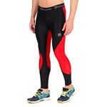 ReDesign Apparels Recharge Men Polyester Sports Compression Pant/Legging/Full Tights (X-Large, Black/Red)