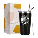 ElegantPark Best Uncle Ever Coffee Tumbler Fathers Day Gift for Closest Uncle from Niece Nephew Uncle Gifts for Birthday Gifts Christmas Men Travel Coffee Mugs Black Insulated Stainless Steel Tumbler