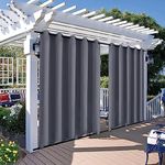 Qelus Outdoor Curtains Waterproof 2 Panels, Gazebo Pergola Curtains W71''xH84'', Windproof Thermal Insulated Outdoor Curtain Drapes Anti-snag for Garden Patio Eyelets Top Rod Pocket Bottom,Dark Grey