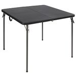 REDCAMP 34" Square Folding Card Table with Resin Top, Portable Fold in Half Small Card Tables with Collapsible Legs for Adults Indoor Outdoor Use, Black