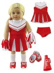 Red Cheerleader with Shoes and Accessories 6PCS for 18-Inch Dolls | Premium Quality & Trendy Design | Dolls Clothes