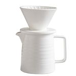 mondays. Pour Over Coffee Maker Set, Premium Ceramic Dripper & Decanter, 1-2 Cup Home Filter Coffee Maker (White)