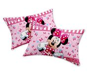 Kuber Industries Disney Minnie Print Silk Special Long Crush Pillow Cover- Set of 2, Pink-KUBMART010053