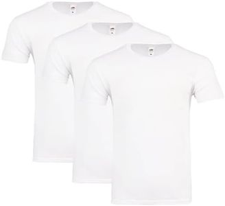Fruit of the Loom Camiseta para hombre 100% algodón – Camiseta Icónica T con anillo hilado de algodón – Ligero, aireado y suave – más alto, Blanco (3 Piezas), XL