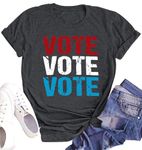 hohololo Vote Tshirt for Women USA America Presidential Election Letter Printed Short Sleeve LGBTQ Tee Shirt, Vote-darkgrey, Large