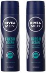Nivea Men Fresh Ocean Aquatic Deodorant Spray, 150Ml (Pack Of 2)