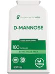 D-Mannose Capsules - 500mg x 180 - Cystitis Treatment for Women and Men - Urinary Tract, UTI and Bladder Support - 1500mg Dmannose Powder Per Serving - D Mannose for UTI and Water Infection Relief