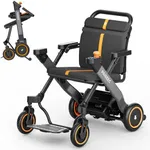 PAISEEC 2-in-1 Foldable Electric Wheelchair for Adults, Easy Control and Folding, Lightweight Power Wheelchair Walker Combo, Airline-Approved, 18-Mile Range, Grey, Left-Handed