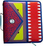 Case-it The Dual 2-in-1 Zipper Binder - Two 1.5 Inch D-Rings - Includes Pencil Pouch - Multiple Pockets - 600 Sheet Capacity - Comes with Shoulder Strap - Monster Design Dual-101-ME