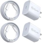 20W USB C Fast Charger, USB Type C Wall Charger Block for iPhone 15/15 Plus/ 15 Pro/ 15 Pro Max/iPad Pro/Samsung, 2Pack PD Fast Charger USB C with 6FT USB C to C Cable