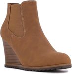 Nautica Womens Wedge Boot Casual Fashion High Heel Ankle Booties (Lace-Up/Slip-On), Tan Maala, 10