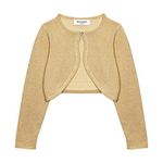 Bolerose Girls Long Sleeve Sparkle Cardigan Childrens Kids Bolero Shrug (Gold, 9-10 Years)