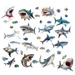 CRASPIRE 8 Sheets 8 Styles Shark Window Stickers Waterproof Window Clings Sea Animals Wall Decor Decals for Classroom Bedroom Living Room Window Stairway Showcase Decorations