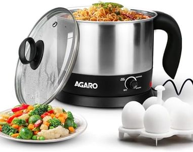AGARO Esteem Electric Multi Kettle 1.2L, 600W, with Stainless Steel Body, Egg Rack, Grill Rack, 3 Heating Modes & Rapid Boil Technology, Boiling Water, Tea, Coffee, Oats, Noodle, Soup