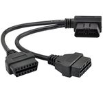 iKKEGOL 30cm/12 Right Angle OBD2 OBD II Y Splitter Cable 1x Male and 2x Female J1962 Port Cord Adapter