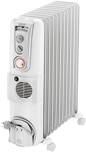 De'Longhi, Portable Oil Column Heater, 2400W with Timer, Addional Fan to Boost Heat, Castors and Cool-Touch Handle, 24 H, DL2401TF, White