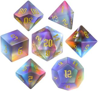 LUCKY-M Prism Glass Rainbow DND Dice Set, Dungeons and Dragons Unique Dice Set RPG Transparent Dice D&D Sets, D20 D12 D10 D00 D8 D6 D4 Cool D and D Dice