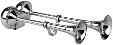 Wolo (125) The Dominator Stainless Steel Dual Trumpet Marine Horns - 12 Volt, Low and High Tone (125-12), Chrome